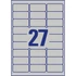 Etikett címke, 63,5 x29,6mm, ipari poliészter, 27 címke/ív, 20 ív/doboz, Avery ezüst