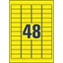 Etikett címke, 45,7 x21,2mm, univerzális visszaszedhető, 48 címke/ív, 20 ív/doboz, Avery sárga