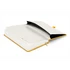 Keménytáblás notesz vonalas krémszínű lapokkal leszorító gumiszalaggal Yellow 130x210mm, Presco
